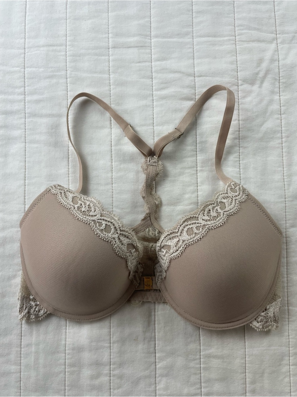 Natori Lace-Trim T-Shirt Bra with Racerback Front Closure 34C